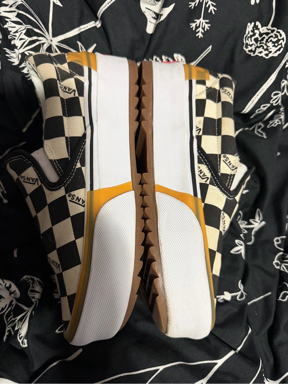 Vans era stacked Checkerboard Slip-On Platform Sneakers - Black/White/Yellow